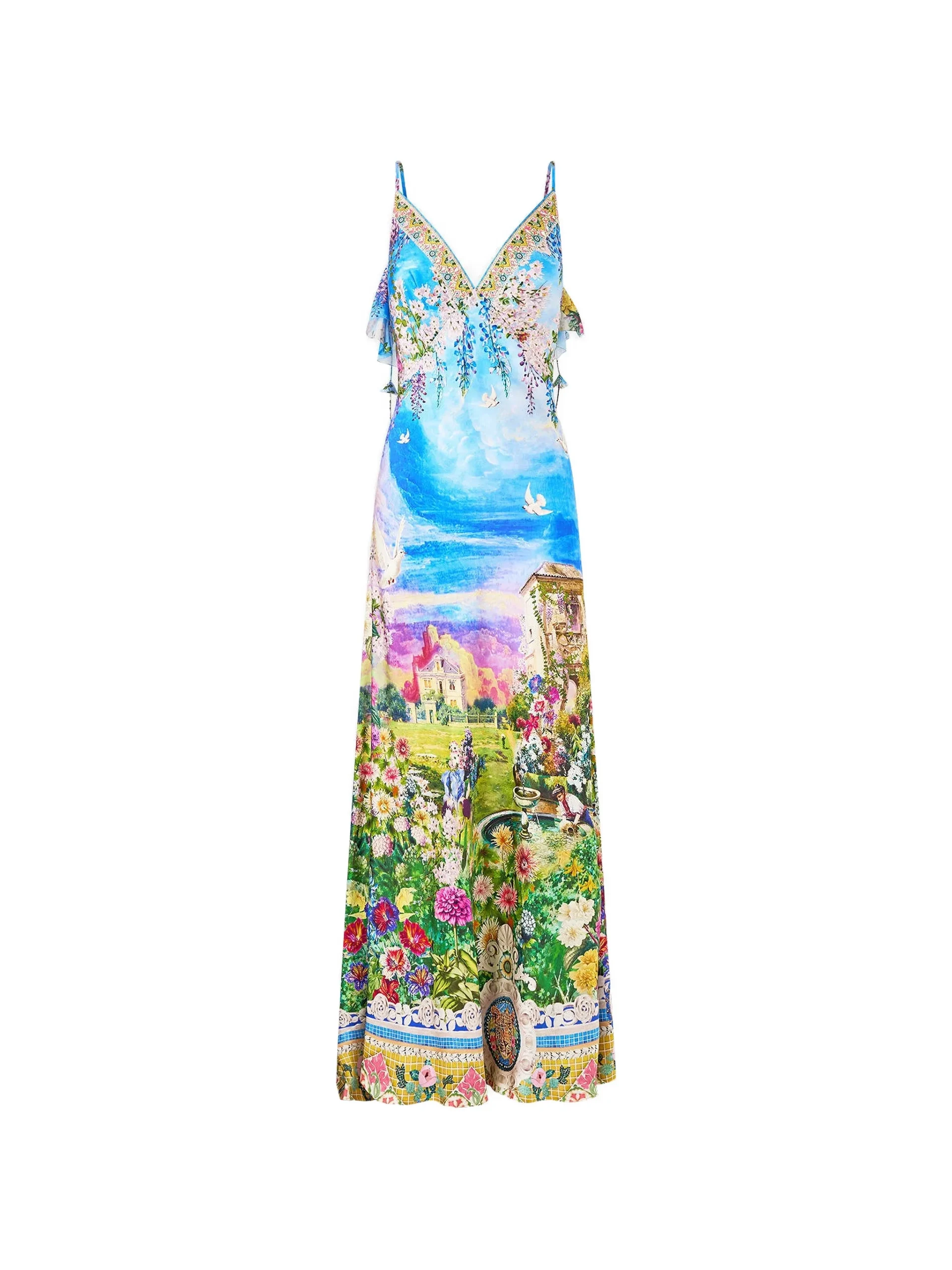34943591_66166249_2048 Camilla V-neck bias-cut slip dress with back frill - Image 1