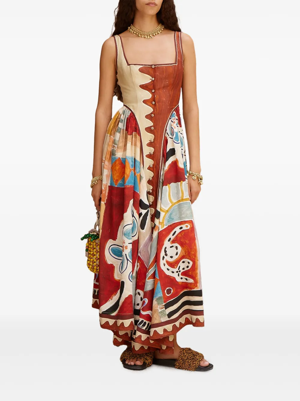 32579575_63004421_1000 ALEMAIS Michelle buttoned-printed midi dress - Image 1
